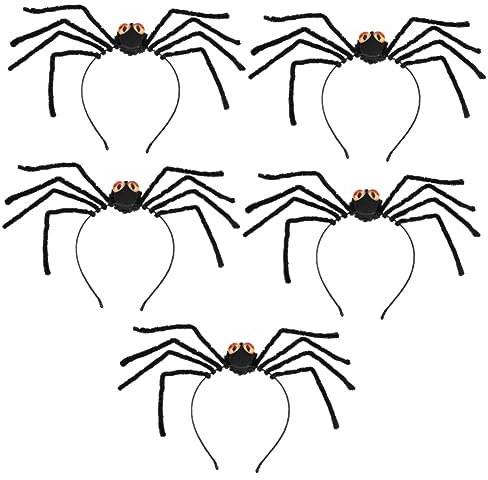 Amosfun 5st Spinnenkopfschmuck Halloween-spinnen-kopfbedeckung Spinnennetz-fascinator Lustige Halloween-kostüme Halloween Spinne Kopfbedeckung Stirnband Schal Kind Haar Polyester; Plüsch