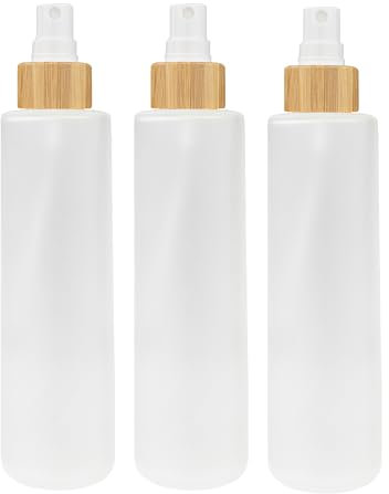 Wachsmann Flacone spray vuoto in vetro da 150 ml con tappo in bambù e incisione, 2 pezzi, flacone spray da riempire con spruzzatore, nebulizzazione extra fine dei vostri cosmetici naturali fai da te