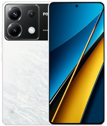 Poco X6 5G smartphone, 12 + 256 GB mobiltelefon utan kontrakt, 120 Hz 6,67 tum, 1,5 k AMOLED-skärm, 64 MP OIS trippelkamera, 5 100 mAh, 67 W turboladdning, dual-SIM, vit
