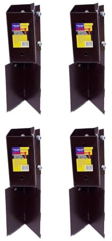 4 x Fence Post Holder 100mm posts Support Concrete In Shoe Anchor Clamp Grip Brown for 100mm x 100mm posts (4) Eliza Tinsley Swiftpost, Pack of 4