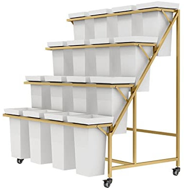 NOALED Beweglicher Pflanzenständer mit Rädern, Robustes Blumenregal mit 16 Plastikeimern, Blumenwagen für frische Blumen, Blumenregal für Garten, Außenbereich, Balkon (Farbe: C) (B)