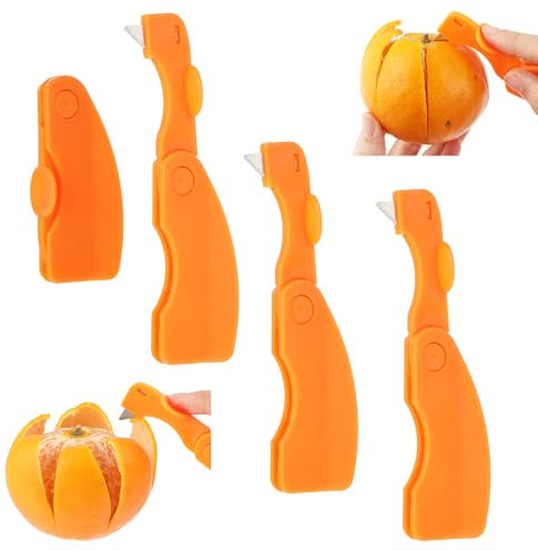 GEEHUA 3 Peladores de Naranjas, Pelador Rápido Fácil de Abrir con Hoja de Metal, Pelador Plegable para Cocina, Verduras, Cítricos, Frutas del Dragón, Limón, Granada, Herramienta para Pelar Frutas