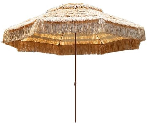 Doppio Top Parasole Hawaiano Ombrellone da Spiaggia 250/300 cm, Anti UV Ombrello di Paglia per Spiaggia, Cortile, Piscina, Giardino(300cm/10ft)