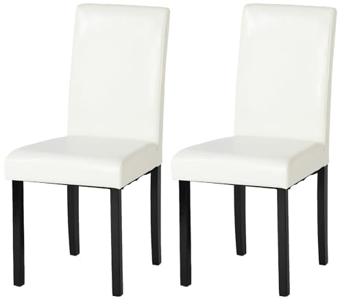 Liink1Ga Küchenstühle 2er Set Stühle Esszimmer 2er Set, Holzstühle/Essstuhl/Esszimmerstühle Holz Für Büro/Küche/Esszimmer/Wohnzimmer Stühle aus 3 cm Gummiholzbein/Kunstleder Stuhl Weiß 92 cm Hohe