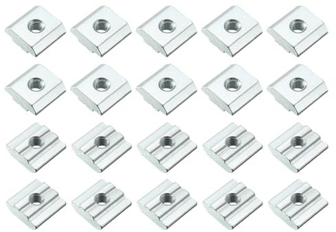 METALLIXITY Dado T Scorrevole (Filettatura M5) 20pz, Dado Fissaggio Scanalatura T in Acciaio Carbonio per Profilo Estrusione Alluminio Serie 3030