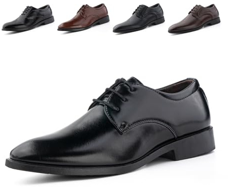 Zapatos Oxford Hombre Zapatillas Cordones Zapatos Vestir Derby Traje Formales Brogue Boda Negocios Calzado Clásico Transpirables GPG808 Negro 44