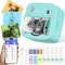 Comius Sharp Mini Drucker für Smartphone, Bluetooth Thermodrucker, Smartphone Drucker, Handy Drucker mit Etikettendruckpapier, Farbigem Papier, Stiften,Tragbarer Taschendrucker für Android, iOS (F)