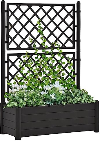 FUDUGEHMIOFWFJJ blumentopf Outdoor groß,pflanztopf 60 cm Durchmesser,Pflanzkübel mit Spalier 100x43x142 cm PP AnthrazitGeeignet für Garten, Terrasse, Schlafzimmer, Wohnzimmer