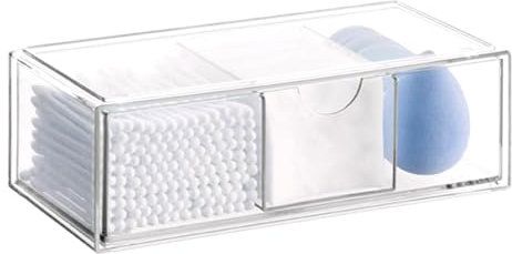 Hitopin 1PCS Cajones Maquillaje Apilable para Hogar, Mini Cajonera de Transparente, Organizador de Cajones Transparente, Organizador de Maquillaje 3 Cajones, para Oficina Hogar, Transparente
