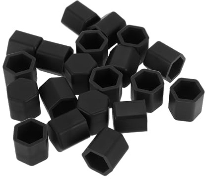 Partuto 20 Pcs Wheel Lug Nut Bolt Rims Tire Nut Screws Dust Cap Cover Nut Protection Silicone Black 2.2x15x20mm