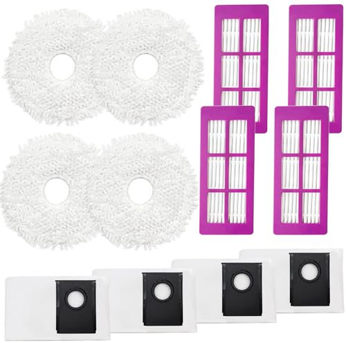 KimSin Accessoires pour Eureka J15 Pro Ultra aspirateur robot de rechange, 4 Chiffon, 4 sacs à poussière, 4 HEPA filtres