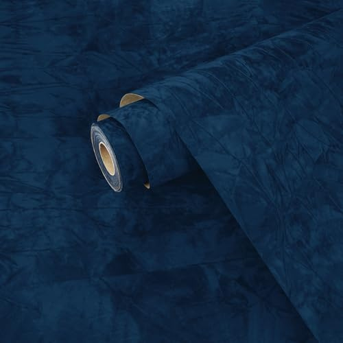 Yullpaper Dunkelblaue Samt Tapete Schlafzimmer Klebefolie Möbel Schrankfolien Selbstklebend Schmuckbox Dekoration Tapete Kinderzimmer Möbelfolie Blau Feine Verpackungspapier Vintage Tapeten 40 x 200cm
