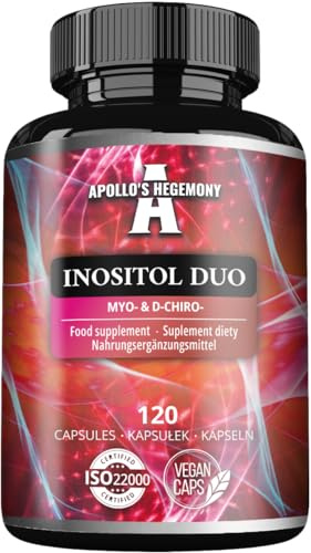Inositol Duo 120 Capsules Végétales - Myo-Inositol + D-chiro-inositol - 615 mg par capsule - 4 mois d'approvisionnement - Supplément de Vitamine B8 - par Apollo's Hegemony