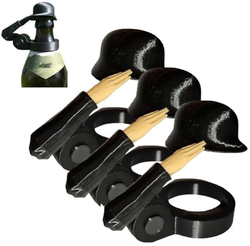 Bierhelm Soldat Salute, Bierflaschen Helm,Flaschenverschluss Bierflaschen Lustiger Salute Soldaten Bierhelm Wiederverwendbar,Dekorative Kappen FüR Party Bar Veteranen Enthusiasten (BlackB 3PCS)