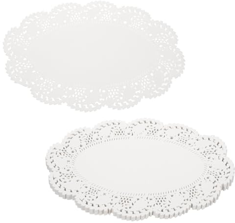 QUARKZMAN 100 stycken tårtspetsar 21,6 x 32 cm ovalt, dekorativt engångsset av spetspapper för tårtor desserter livsmedelsdekoration bröllop födelsedag, vit