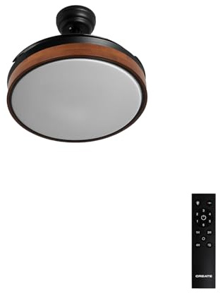 CREATE / WIND CLEAR S/Ventilador de techo con luz madera oscura con mando / 40W, Ø91 cm, temporizador, 6 velocidades, aspas retráctiles, 3 temperaturas de luz, función verano-invierno