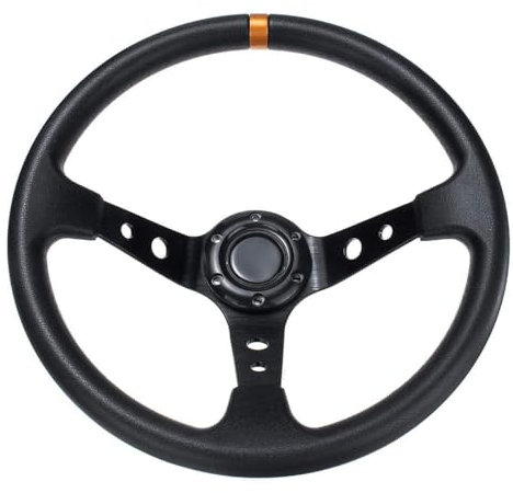 Volante Sportivo Auto,Volante a Calice Volante da corsa universale da 350mm 350mm Modificato PU. Ruote dello sterzo della drifting dell'automobile del cereale del cereale di alluminio in pelle