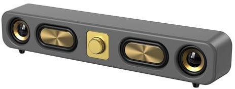 Enceinte Bluetooth sans fil rétro avec basses puissantes, son surround 12D, 15 heures d'autonomie, design en bois pour la maison/jeu/extérieur - AUX/USB/TF/FM Support (Gris acier)