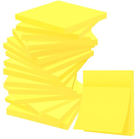 Mexgcom 16 Blocs de Sticky Notas, 76 x 76 MM Notas Adhesivas, 55 Hojas/Almohadilla Fácil de Escribir Notas Adhesivas para La Escuela, Oficina, en el Hogar (Amarillo)