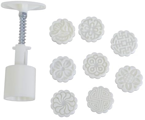 NIHENHAO 8pcs Hand Press Cookie Stamp Moon Cake Decor Mould Mold 25g Pp