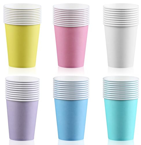 YWKJDDM Pastel Paper Cups, 60PCS Color Paper Cup, Multicolor Party Cup for DIY Party Sundaes Frozen Yogurt Hot Soups(Four Colours)