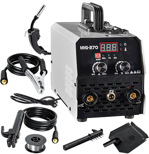 Kouamor Tragbares Schweißgerät mit LED-Digitaldisplay - MIG Fülldraht Schweißgerät, 250A Inverter Schweißer mit Einstellbarer Stromstärke für Heimwerker & Profis