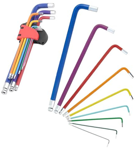Cerioll 9 Piezas Llaves Allen Largas, Juego De Llave Allens Con Punta En Bola, 1,5-10 Mm, Juego De Llaves Hexagonales, Para Reparación De Bicicletas, Montaje De Muebles