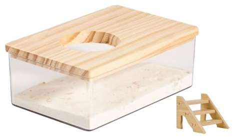 YAOHY Transparent Stor Kapacitet Hamsterbadkar Behållare Avtagbar Lock Sandbad Behållare Hus Helt Genomskinlig Hamster Sandbadbehållare(S,C)