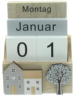 FRANK FLECHTWAREN Tischkalender Home, MDF, Holz, 11 x 6 x 14 cm