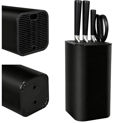 MFUSUL Porta Cuchillos Cocina Negro Vacío, Almacenamiento De Cuchillos Con 21 Ranuras y Diseño de Drenaje, Soporte Cuchillos Cocina, Bloque De Cuchillos Sin Cuchillos para Cocina y Encimera