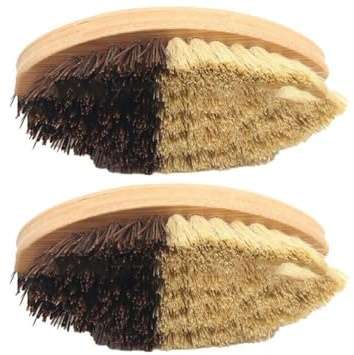 FUBESK Spazzola per patate e radici, 2 pezzi, con manico in legno e setole in sisal, 13,5 x 5,5 x 4,5 cm