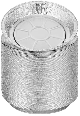 COLLBATH Teglie in Alluminio Usa e Getta Rotonde 20 Cm 100 Pezzi per Friggitrice ad Aria, Pentole da Forno in Alluminio per Pane e Crostate, per Feste e Conservazione in Frigorifero