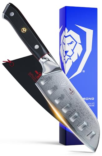 Dalstrong Santoku Knife - 5 inch - Shogun Series Elite - Japanese AUS-10V Super Steel Kitchen Knife - Black G10 Handle - Vegetable Knife - Damascus Layered - Vacuum Heat Treated - Sheath Included