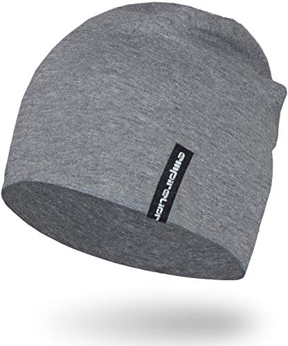 EMPIRELION Lightweight Beanie Hat for Men Women, Skull Cap Cycling Helmet Liner, Moisture Wicking Running Cap for Sports, Gym, Sleep — All Season Mid Grey Melange