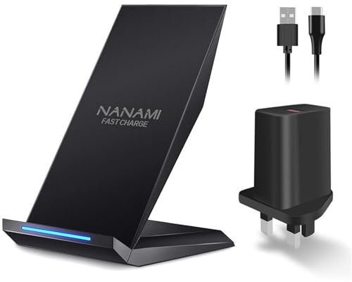 NANAMI Wireless Charger with Plug for - Qi-Certified Fast Cordless Charger for iPhone 17 16 15 14 13 12 11 SE2 XS XR X 8Plus, Induction Charging Stand for Samsung Galaxy S25 S24 S23 S22 S21 S20 S10 S9