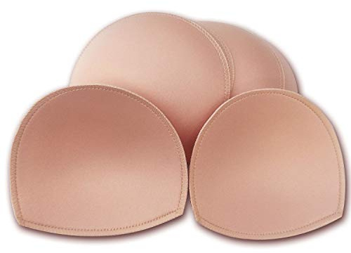3 Pairs Semicircular Sewn Bra Pads, A/B/C/D Cup Padding for Sports Bras, Bikini Tops & Swimsuits(A CUP Beige)