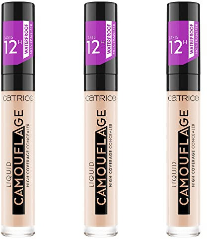 Catrice Liquid Camouflage High Coverage Concealer (3x5ml), flüssig Make-up Abdeckstift, Make Up, wasserfest, 12h Deckkraft, Nr. 001 Fair Ivory