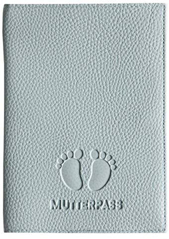 Mutterpasshülle mit Prägung BABYFÜßE + MUTTERPASS teilweise in gold veredelt, Mutter-Kind Pass, Organzier, Ultraschallheft (Hellblau)