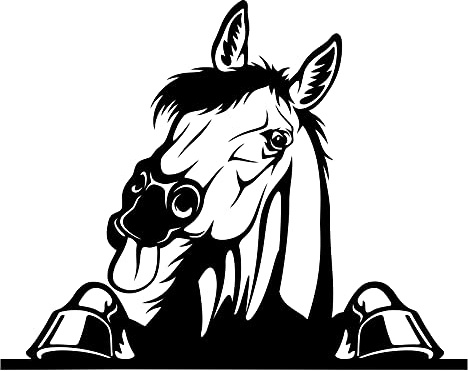 Aufkleber Peeking Animals Tiere Deko Sticker selbstklebend wasserfest für Auto Kühlschrank Laptop Koffer Autoaufkleber K151 (Schwarz Matt, 14 Pferd)