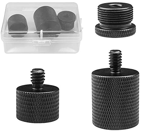 3 Stk Mikrofonständer Adapter, 1/4, 5/8 Mic Stand Adapter, Mic Stand Adapter Gewinde Adapter, Stativ Adapter, 1/4 Buchse auf 5/8 Stecker, Männlich Schrauben Adapter für Mikrofon Ständer (Schwarz)