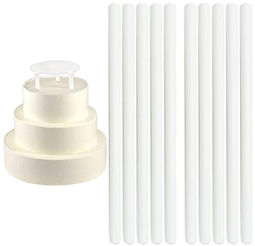 SZXMDKH 10 Pcs Cake Dowel Rods, 12 Inch Plastic Reusable Cake Support Rod White Cake Stand Sticks for Tiered Cake Construction and Stacking Supporting