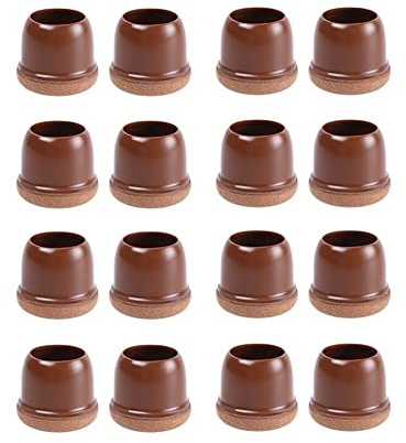 CONPHERON 16pcs Gomma Coprigambe della Sedia Gommini per Sedie Piedi Rotondi per Mobili, Sgabelli, Tavoli, Divani, Feltrini Antiscivolo per Gambe Sedie Fondo,tonda marrone 14-19 mm