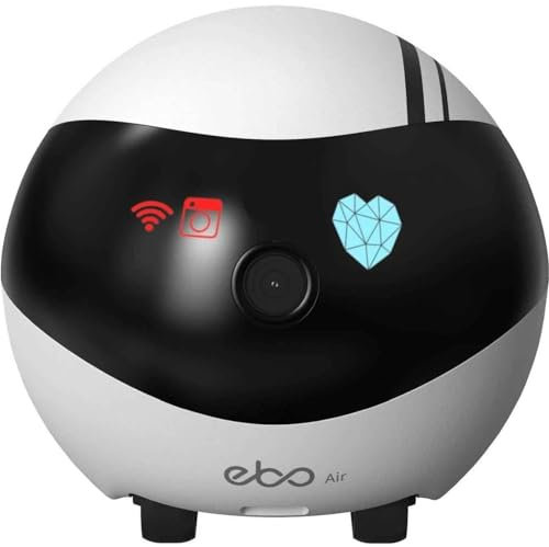 Enabot EBO AIR Telecamera per bambini e animali domestici 1080P, funzione AI intelligente, connettività Wi-Fi, visione notturna, auto-crociera, auto-ricarica, rilevazione del movimento, audio a 2 vie