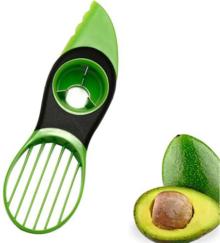 Avocado Cutter, 3 in 1 Avocado Slicer - Multifunctional Avocado Tool, Peeler, Scooper (Green)