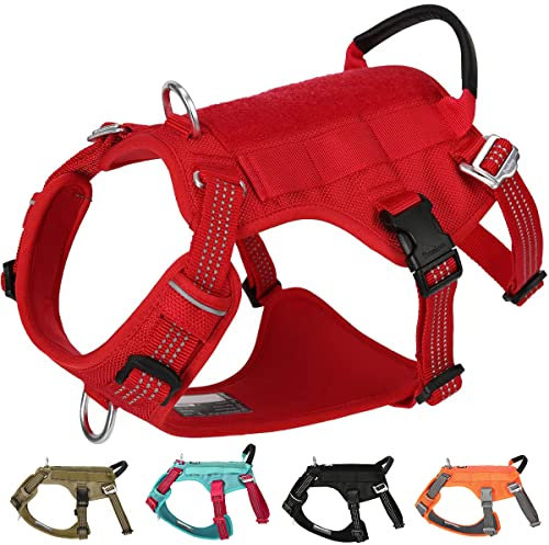Escape Proof Dog Harness .No-Pull Adjustable Reflective Vest Harness with Handle Leash Attachments for Outdoor Training Walking