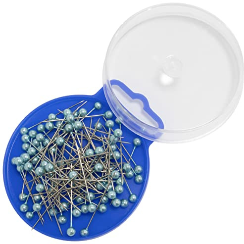 AERZETIX - C65498 - Schachtel mit Stecknadeln - mit perlenkopf (ca. 90 Stück) - Farbe: türkis - länge: 34 mm - aus Metall - nähen, kurzwaren, säumen, Kleidung, Stoffe, konfektion, Nadel, Mode
