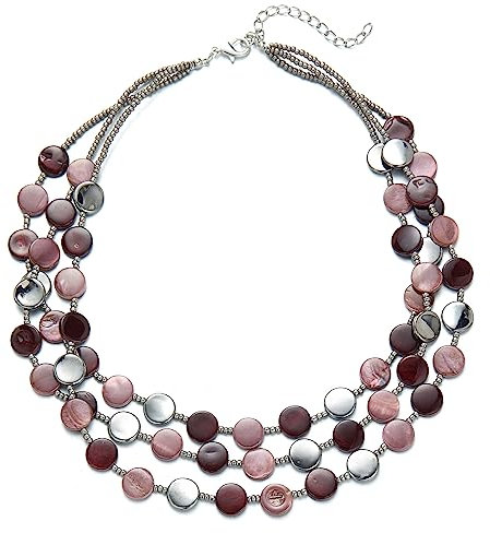 FULU AUTUMN Damen Statement Kette mit Steine Perlen Boho Silber Mehrreihige Kette Modeschmuck Die Besten Geschenke für Mütter(30-Purple)