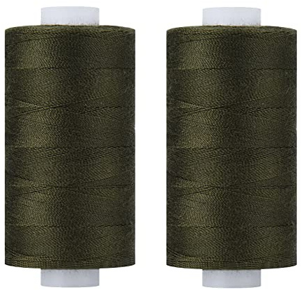 Simthread Sytråd Quiltgarn, prisvärt universalgarn, 2 mörk oliv – 400 yards/spole, polyester 100 %