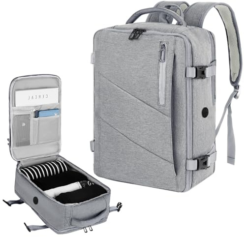VOESLD Mochila Ryanair 40x20x25, Mochila Cabina Viaje Gris Claro