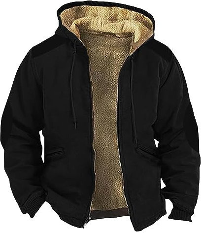 Blouson Herren Sweatjacke Herren Mit Kapuze Winter Jacke Herren Hoodie Jacke Herren Retro Einfarbiges Decken Kapuzenjacke Mit Reißverschluss Sweatjacke Mit Kapuze Thermo Fleecejacke (Schwarz, 7Xl)